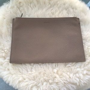 ALLSAINTS Pebbled Leather Top Zip Clutch